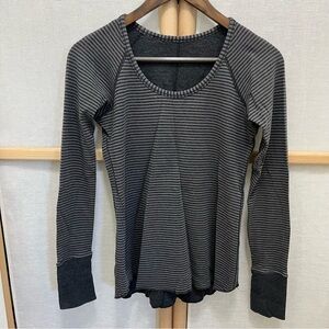 Lululemon Open Your Heart Reversible Long Sleeve Gray Striped Shirt